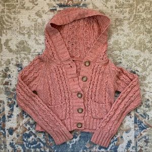Pink Free People Button Up Sweater